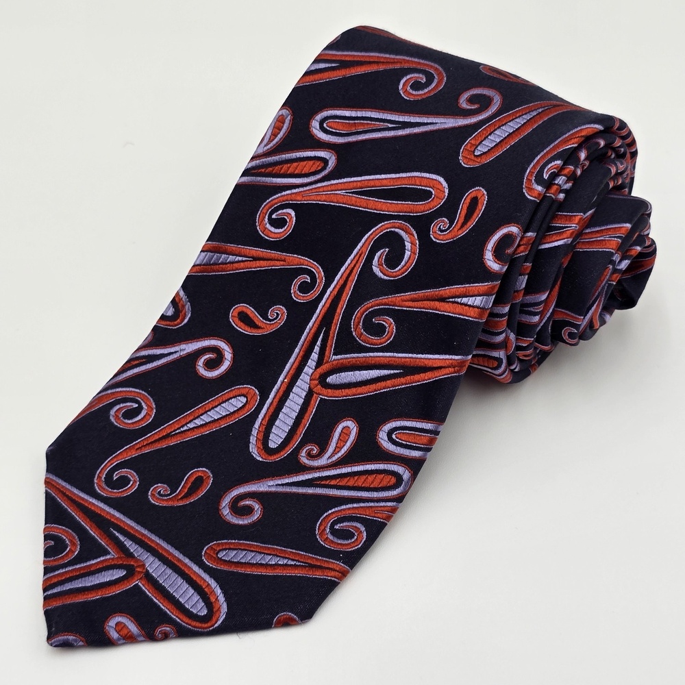 Robert Talbott Best of Class XL Silk Tie 63" Orange Purple Navy Swirl Paisley‎